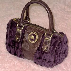 VINTAGE JUICY COUTURE ROYAL PURPLE VELOUR QUILTED HANDBAG PURSE